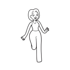 Beautiful Woman Black and White Vector Image Illustration Fashion Girl Portrait Line Art Drawing