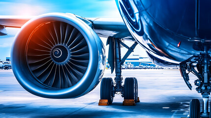 Close-up of an Aircraft Engine on the Tarmac