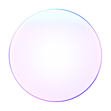Minimal 3D glass style circle shape in purple and blue gradient. Suitable for abstract design, digital elements, and creative compositions