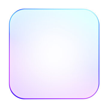 Minimal 3D glass style rounded square shape in purple and blue gradient. Perfect for design elements, UI, buttons, and abstract backgrounds