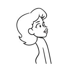 Beautiful Woman Black and White Vector Image Illustration Fashion Girl Portrait Line Art Drawing