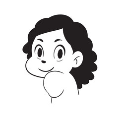 Beautiful Woman Black and White Vector Image Illustration Fashion Girl Portrait Line Art Drawing