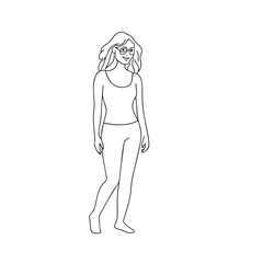 Beautiful Woman Black and White Vector Image Illustration Fashion Girl Portrait Line Art Drawing