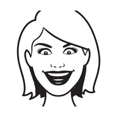 Beautiful Woman Black and White Vector Image Illustration Fashion Girl Portrait Line Art Drawing