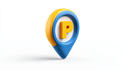 3D parking location pin sign symbol navigation parking lot icon car park map pointer parking guidance transportation urban mobility