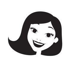 Beautiful Woman Black and White Vector Image Illustration Fashion Girl Portrait Line Art Drawing