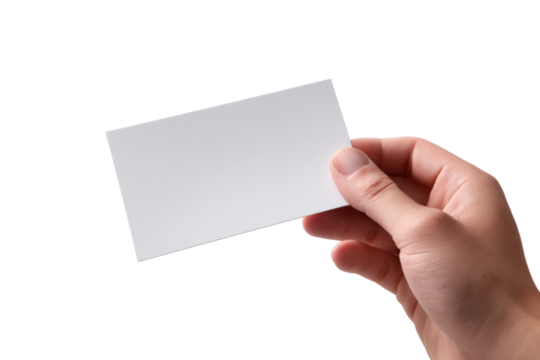 Hand Holding Blank Card Mockup on Transparent Background - Powered by Adobe