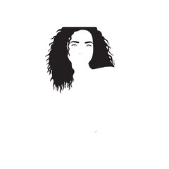 Beautiful Woman Black and White Vector Image Illustration Fashion Girl Portrait Line Art Drawing