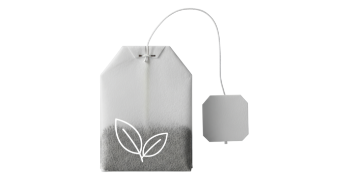 Isolated Teabag with Leaf Design