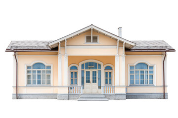 Obraz premium Cream-Colored Village Hall Facade on Transparent Background