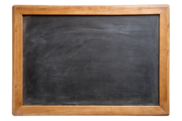 Rustic wooden framed chalkboard isolated for education and creativity transparent background