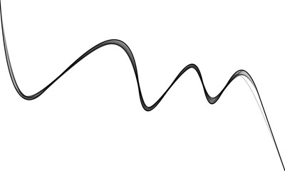 Black abstract wavy line minimalist design on white background, modern illustration useful for digital art backgrounds and creative graphic projects, versatile decorative element for global use

