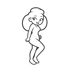 Beautiful Woman Black and White Vector Image Illustration Fashion Girl Portrait Line Art Drawing