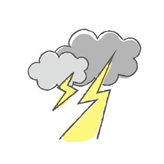 手描きの雷雲と稲光のイラスト
