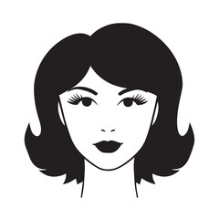 Beautiful Woman Black and White Vector Image Illustration Fashion Girl Portrait Line Art Drawing