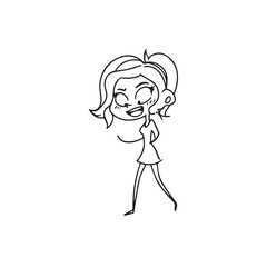 Beautiful Woman Black and White Vector Image Illustration Fashion Girl Portrait Line Art Drawing