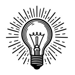 Black and White Vector Silhouette of Classic Light Bulb