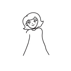 Beautiful Woman Black and White Vector Image Illustration Fashion Girl Portrait Line Art Drawing