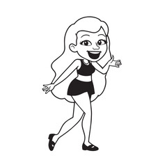 Beautiful Woman Black and White Vector Image Illustration Fashion Girl Portrait Line Art Drawing