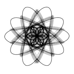 Intricate Dark Geometric Starburst Pattern with Fractal Symmetry and Repeating Floral Motifs