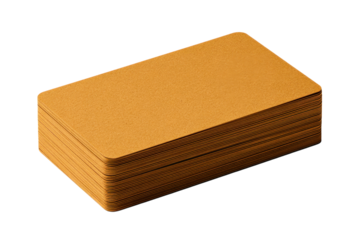 Stack of Kraft Visiting Cards on Transparent Background