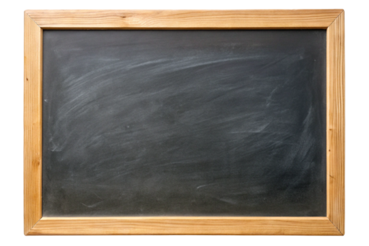 Empty wooden framed chalkboard isolated presentation teaching education classroom learning blank space transparent background - Powered by Adobe