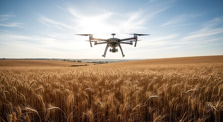 Fototapeta premium Drone Agriculture Technology Wheat Field.