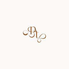 caligraphic style monogram luxury minimalist logo design TP wedding initial concept letter