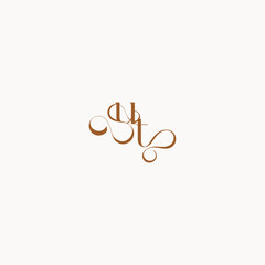 luxury minimalist logo design TU caligraphic style monogram letter wedding initial concept