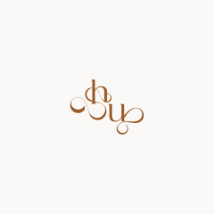 luxury minimalist logo design UH caligraphic style monogram letter wedding initial concept