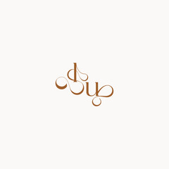luxury minimalist logo design UL caligraphic style monogram letter wedding initial concept