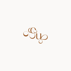 luxury minimalist logo design UO caligraphic style monogram letter wedding initial concept