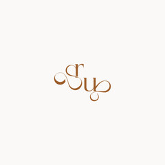 luxury minimalist logo design UR caligraphic style monogram letter wedding initial concept
