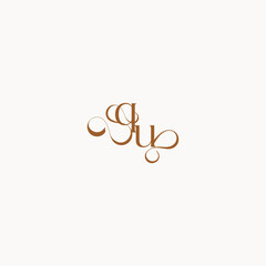 luxury minimalist logo design UQ caligraphic style monogram letter wedding initial concept
