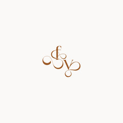 luxury minimalist logo design VF caligraphic style monogram letter wedding initial concept