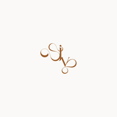 luxury minimalist logo design VJ caligraphic style monogram letter wedding initial concept