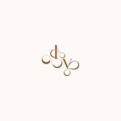 luxury minimalist logo design VL caligraphic style monogram letter wedding initial concept