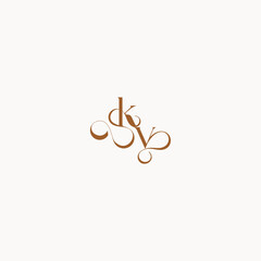 luxury minimalist logo design VK caligraphic style monogram letter wedding initial concept