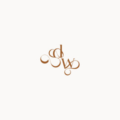 luxury minimalist logo design WD caligraphic style monogram letter wedding initial concept