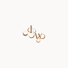 luxury minimalist logo design WI caligraphic style monogram letter wedding initial concept