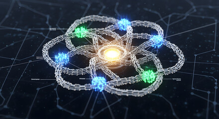 Geometric Technology Connection Concept with Light Effects and data network
