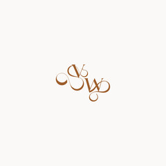 luxury minimalist logo design WV caligraphic style monogram letter wedding initial concept