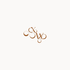 luxury minimalist logo design WX caligraphic style monogram letter wedding initial concept