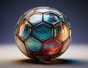 Fototapeta premium Glass Soccer Ball 3d rendered, isolated on ,white background