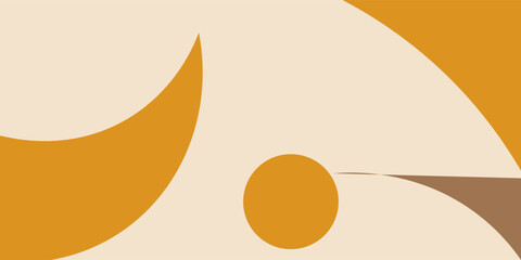 Modern vector abstract geometric background with circles, rectangles and squares in retro Scandinavian style. Pastel colored simple shapes graphic pattern.