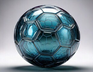 Fototapeta premium Glass Soccer Ball 3d rendered, isolated on ,white background