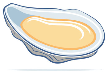 Fototapeta premium Fresh Delicious Opened Oyster Shell Seafood Delicacy Illustration Design Element