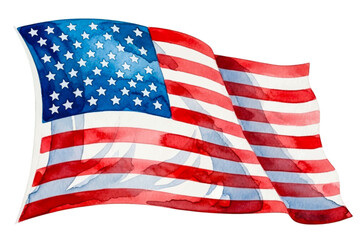 Fototapeta premium Watercolor American Flag Illustration for Independence Day and Patriotic Design