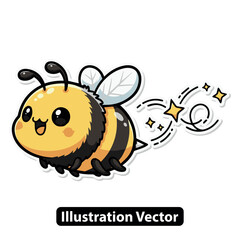 Charming Cartoon Bee Illustration A Happy Bumblebee Flying with Joy and Sparkling Trails