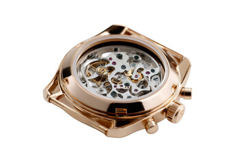 Rose-Gold Watch Case with Exposed Mechanical Movement